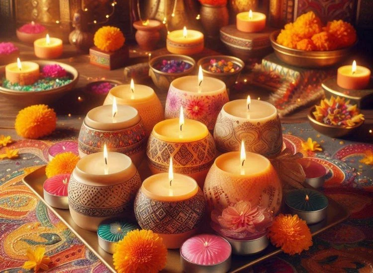Magical Fragrances 1 Aromahpure scented candles feature natural ingredients, offering mood-boosting fragrances perfect for enhancing the Diwali spirit.