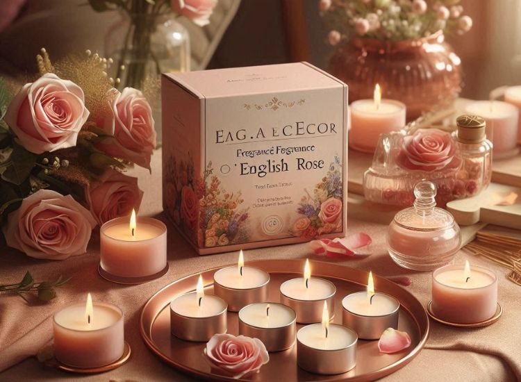 AuraDecor tealight candles in English Rose scent provide a delicate floral fragrance, adding charm and warmth to any space.