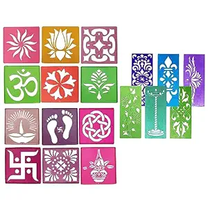 Different Design Draw Rangoli Making Kit Rangoli Stamp Om Swastik Flower Design