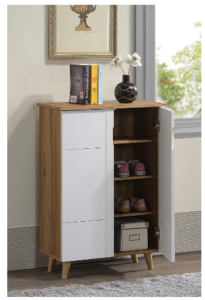 "Compact wooden shoe rack with multiple tiers, perfect for organizing shoes in entryways or closets with a natural, rustic look."