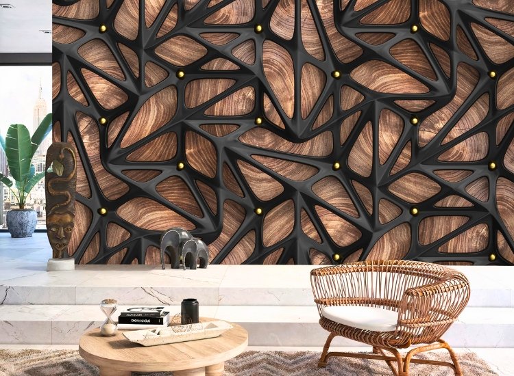 3D black wallpaper texture for living room