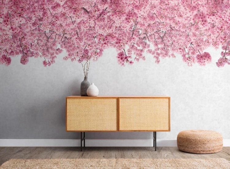 wallpaper for wall decor featuring cherry blossoms