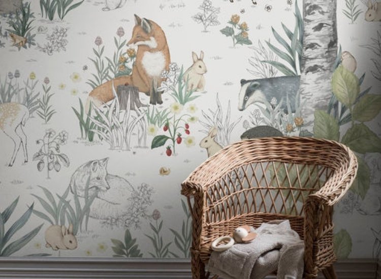 decorative wallpaper for home featuring enchanted woodland creatures