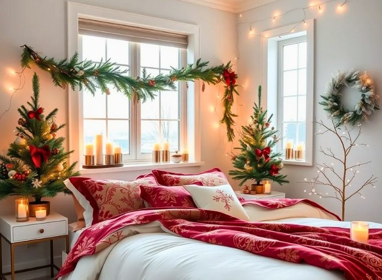 "Holiday-scented candles or diffusers fill the room with festive aromas. christmas tree drawing image enhances the atmosphere."