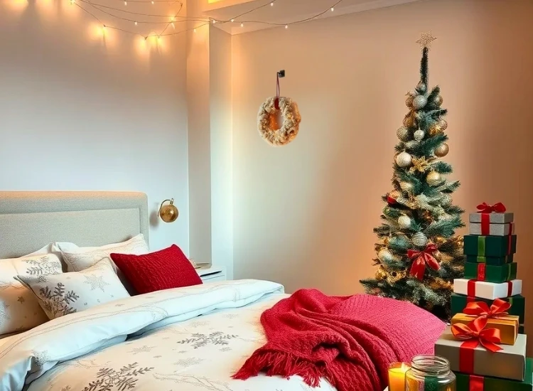 40. Place wrapped gift boxes in a corner "Wrapped gift boxes placed in a corner add holiday charm. christmas tree picture completes the festive look."