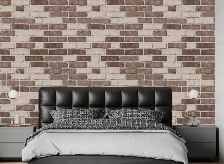 brick look wallpaper creating an industrial and urban feel in lofts or modern spaces.