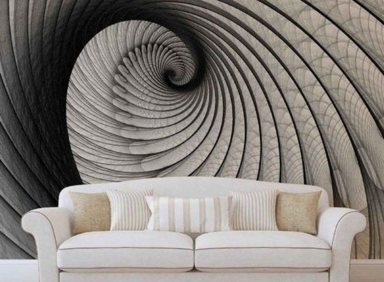 optical illusions wallpaper design idea for living room