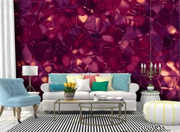 crystal and gemstone patterns on home wallpaper design.