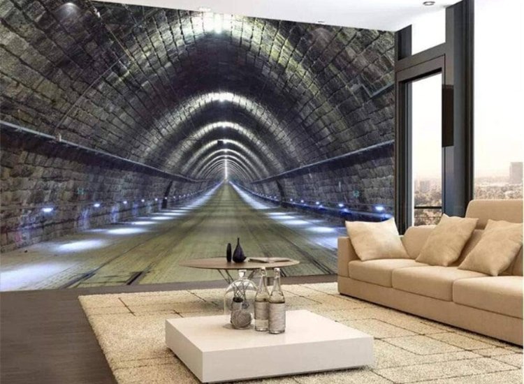 3D mural tunnel artistic wallpaper