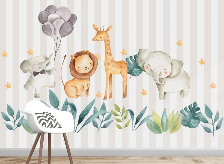 whimsical nursery wallpaper design idea with playful prints