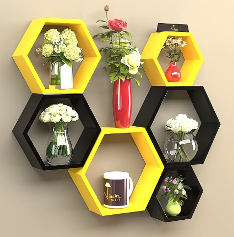 Hexagonal MDF Wall Shelf Big