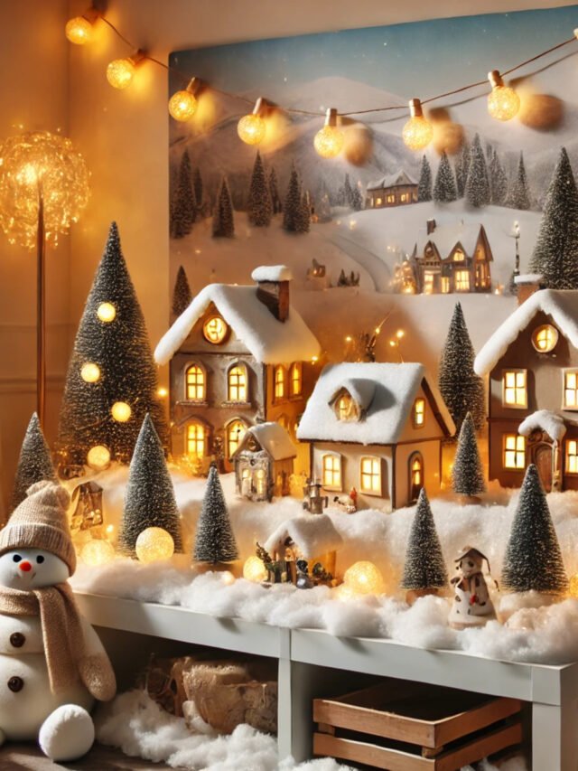 Winter Village Display Christmas Decoration Ideas for Office