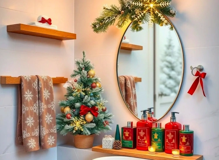 Switching to holiday-scented soaps and lotions is a great way to make your bathroom feel festive.