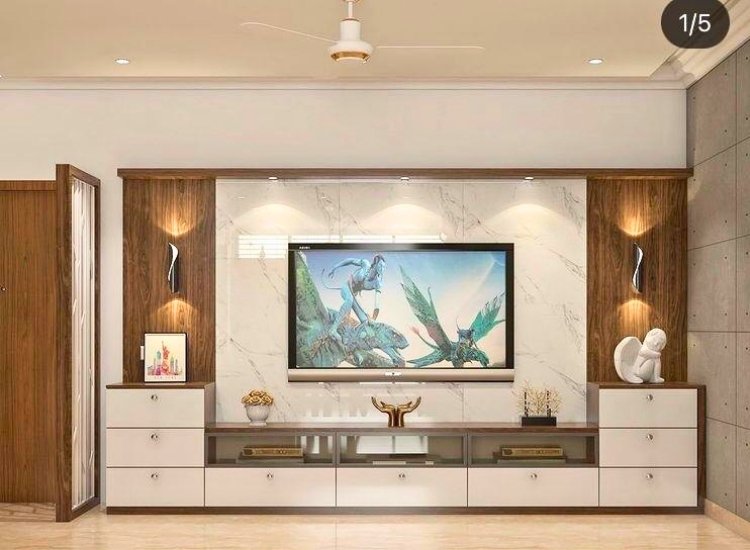 "Modular TV unit design, offering customizable storage and modern functionality to suit any living room layout and style."