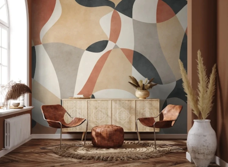 20. Boho geometric abstract art wallpaper mural for hallway Boho geometric abstract art wallpaper mural for hallway