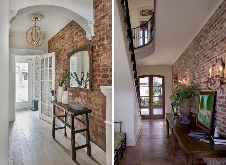 Exposed brick hallway wallpaper for medium-size hallways