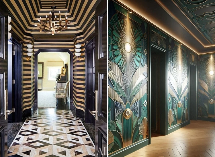 26. Art Deco hallway wallpaper using in a medium sized hallway Deco hallway wallpaper using in a medium-sized hallway