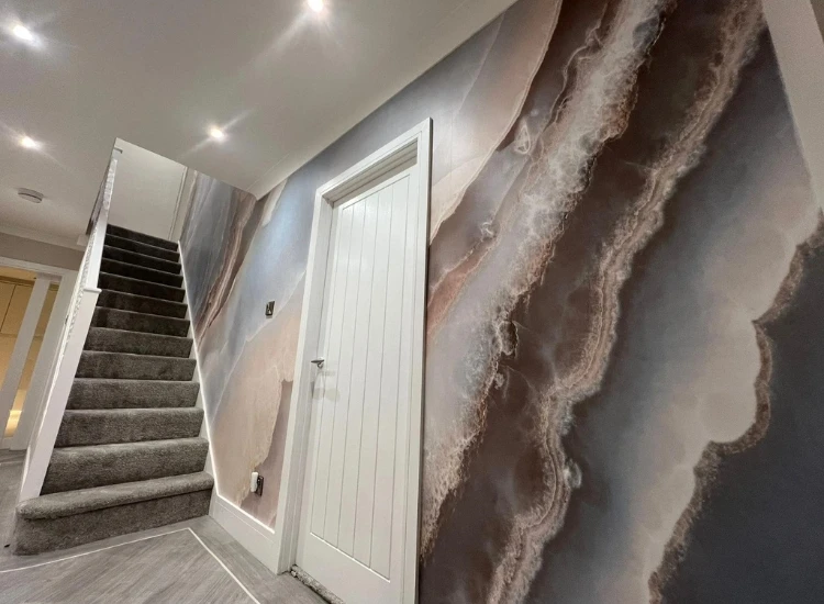 27. Unique printable lace textures in marble effect as hallway wallpaper Unique printable lace textures in marble effect as hallway wallpaper