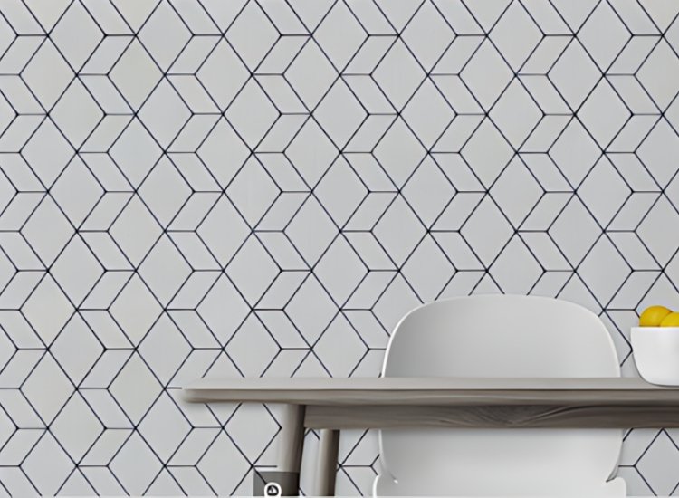 Bold geometric pattern hallway wallpaper design