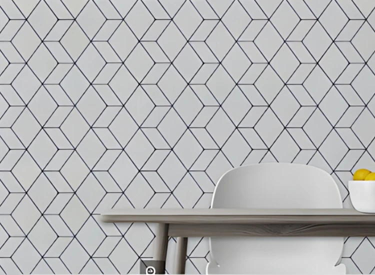 32. Bold geometric pattern hallway wallpaper design Bold geometric pattern hallway wallpaper design
