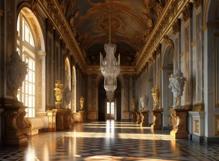 34. Renaissance inspired hallway wallpaper design giving rich feel Renaissance-inspired hallway wallpaper design giving rich feel