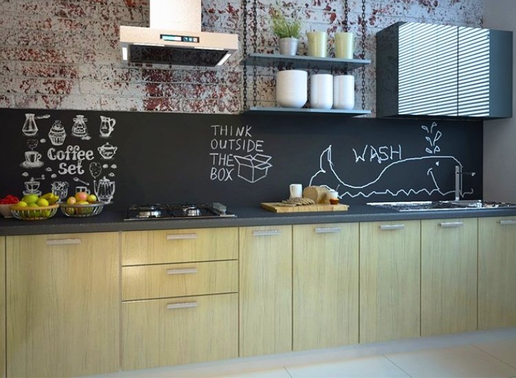 Chalkboard wallpaper is an excellent choice for kitchen walls, combining both functionality and style seamlessly. This mural kitchen wallpaper is perfect for transforming your kitchen into a practical and creative space for notes, reminders, or recipes.