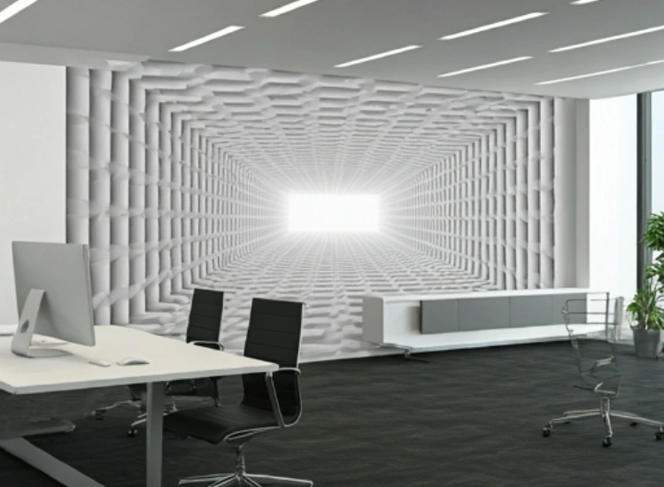 3D Illusion Office Wallpaper for Wall