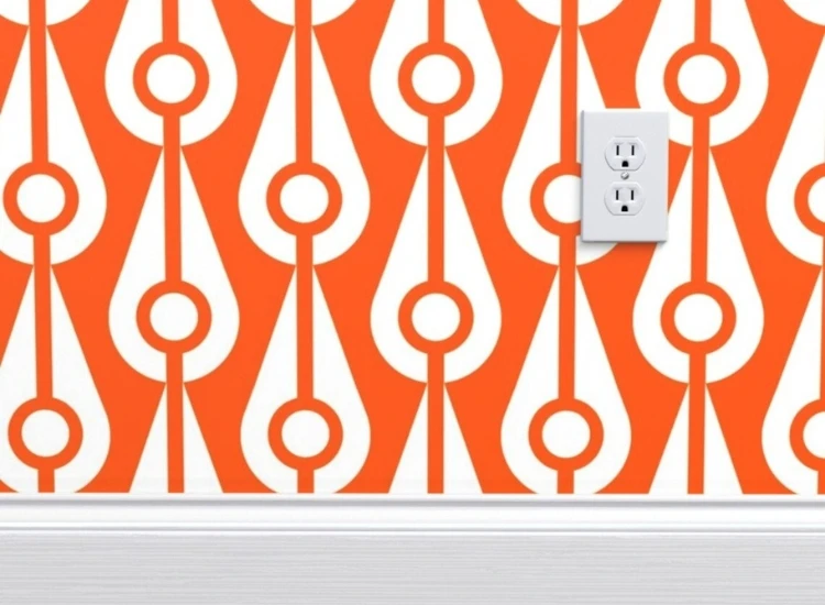 49. Orange and white colored commercial grade wallpaper Orange and white colored commercial grade wallpaper