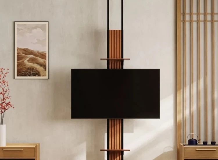 54. TV Unit with Adjustable Height Features "TV unit with adjustable height features, offering customizable viewing angles and modern design for a flexible, stylish living room setup."