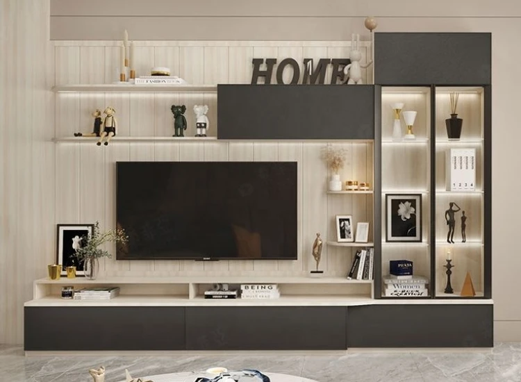 63. Glass Sleek and Transparent for a Light Airy Feel "Glass TV unit design, offering a sleek and transparent look that creates a light, airy feel while adding modern elegance to the living room."