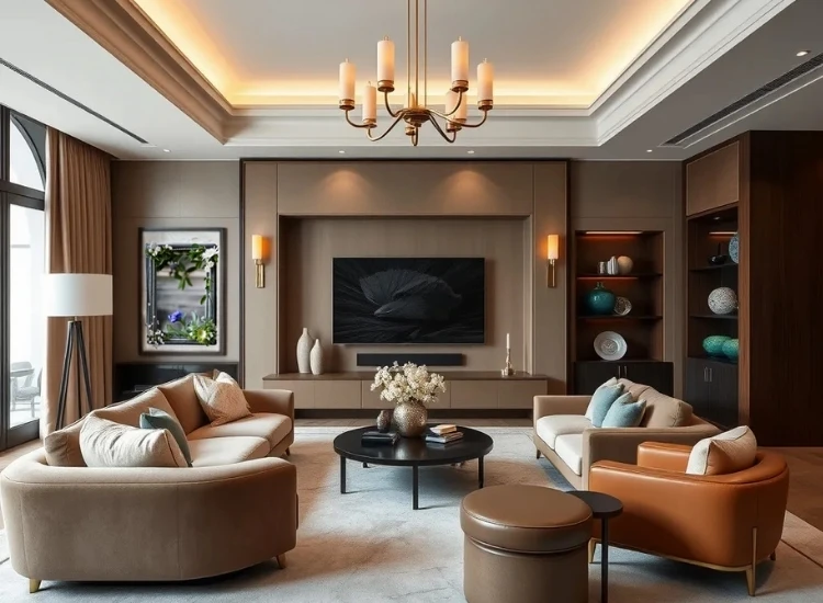 69. Modern TV Unit Design "Modern interior design showcasing sleek lines, minimalist furniture, and stylish TV units for a sophisticated living room atmosphere."