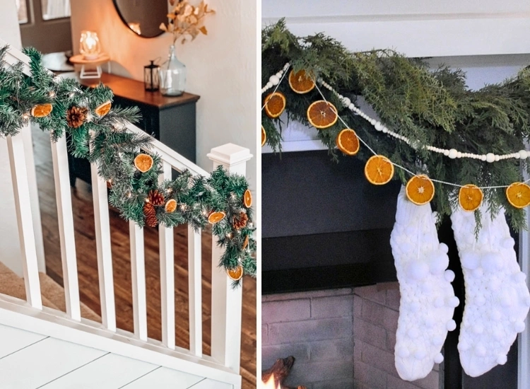 "Garland made with dried orange slices for a natural, festive touch. Christmas tree picture included."