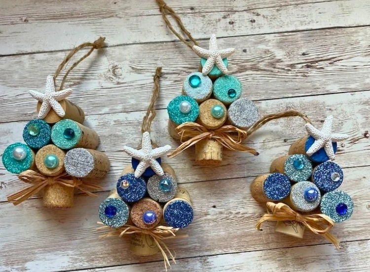 90. Use wine corks to make a mini Christmas tree "Mini Christmas tree made from wine corks, adding a creative holiday touch. Christmas tree png included."