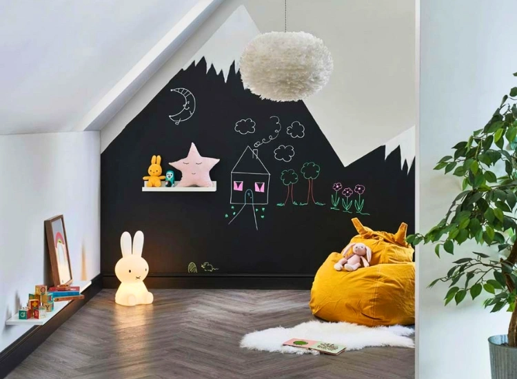 "Embark on a DIY adventure with interactive chalkboard wall bedroom wallpaper designs for creative and fun decor."