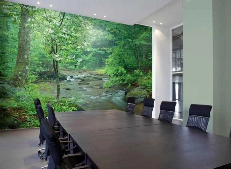 Nature-Inspired Office Cabin Wallpaper