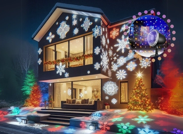 "Cast vibrant patterns on walls or outdoor spaces with projector lights, adding dynamic and festive designs to your Christmas lighting decorations."