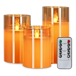 Real Wax LED Glass Pillar Flameless Candles