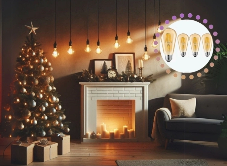 "Vintage-style bulbs add a nostalgic touch to your Christmas lighting for home, creating a cozy and retro holiday atmosphere."