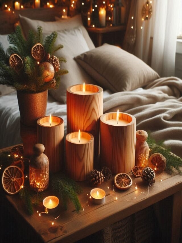 Wooden Candle Holders Christmas Decor