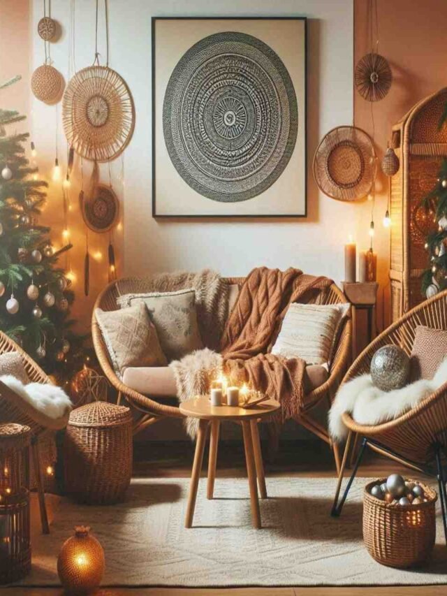 Rattan Furniture Boho Living Room Christmas