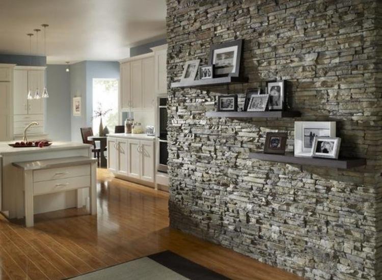 24. Natural stone veneer wall cladding in home interior