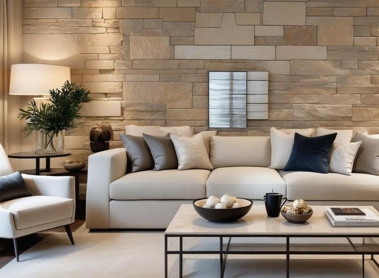 9. Beige and Grey Toned interior wall cladding