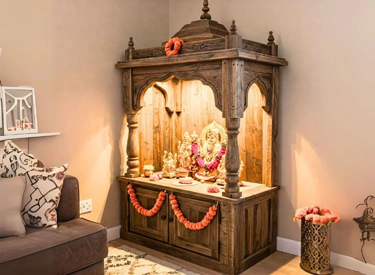 10. Rustic Wooden Mandir 10. Rustic Wooden Mandir
