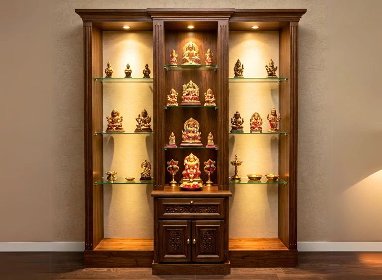 11. Glass And Wood Pooja Unit Glass And Wood Pooja Unit Design.