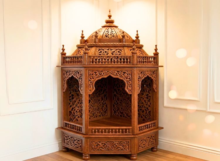 13. Corner Fit Wooden Mandir 13. Corner Fit Wooden Mandir