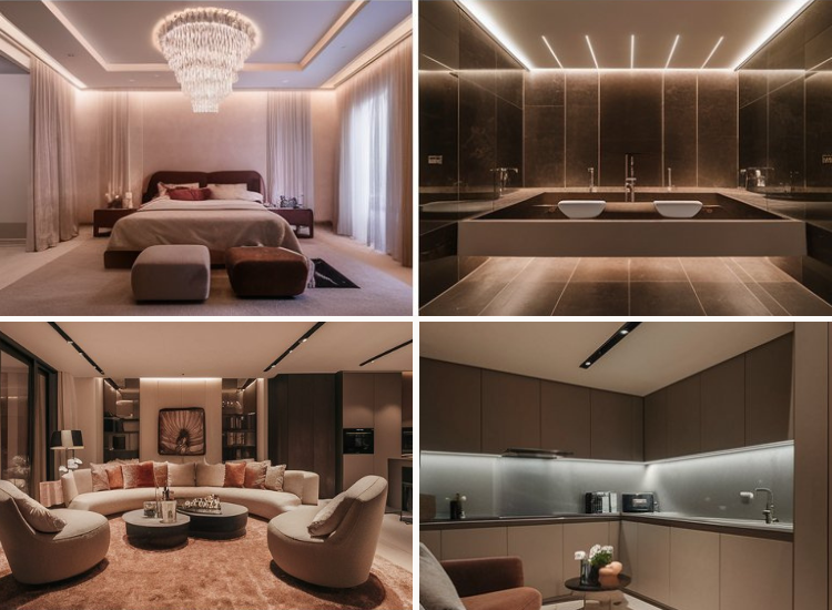 15. Combination of different home spaces with their respective lighting