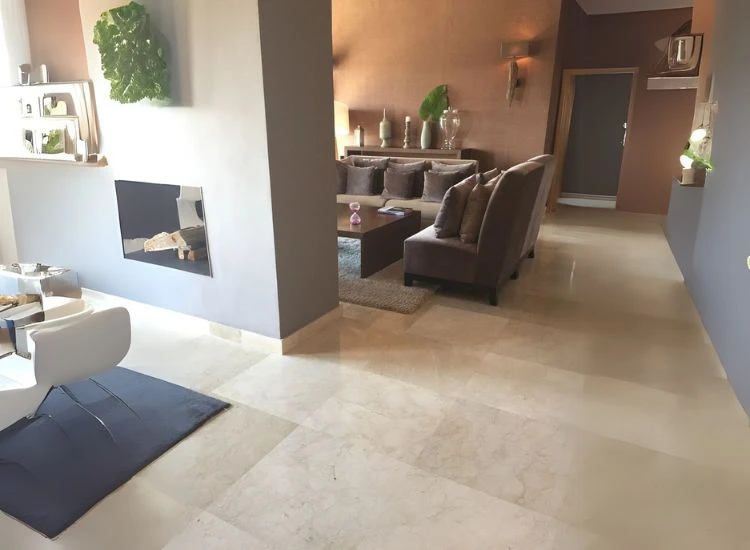 16. Crema marfil marble flooring Crema marfil marble flooring bringing warmth in the living space.