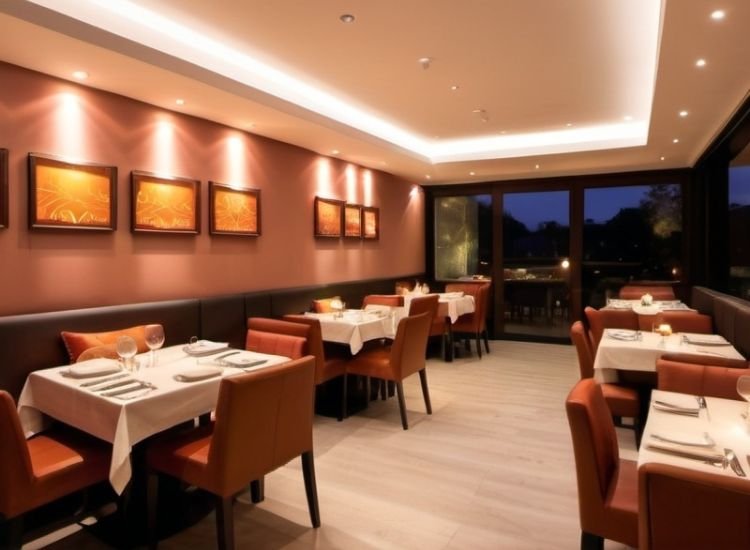 16. Evening interior lighting in the restaurant