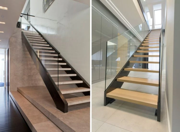 16. Modern style striaght staircases with glass railing 16. Modern style striaght staircases with glass railing