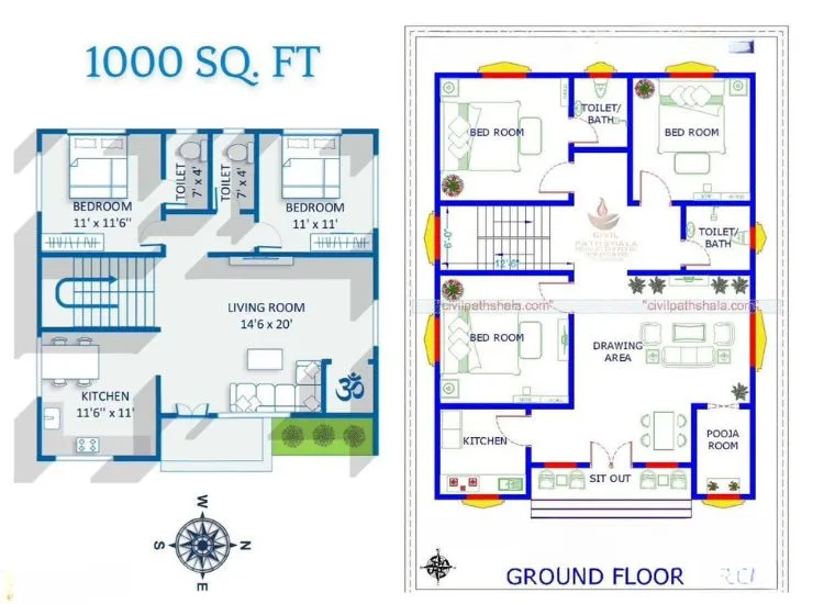 18. 2BHK Vs 3BHK House Plan 18. 2BHK Vs 3BHK House Plan